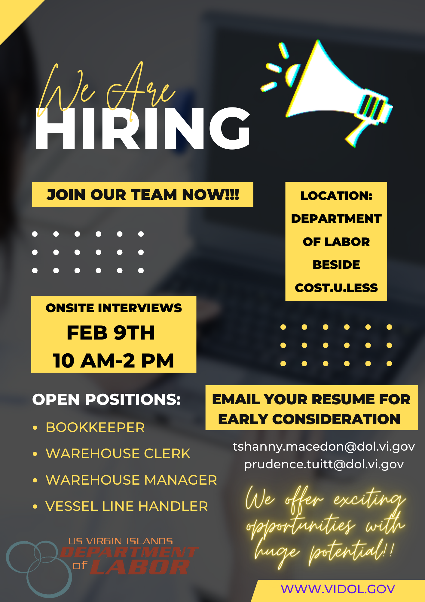 HIRING EVENT - Virgin Islands Department of Labor